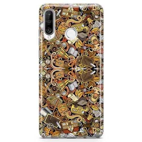 Huawei Nova 4e Kılıf Eğitimci Doodle Arka Kapak Koruma Desenli Full Koruyucu