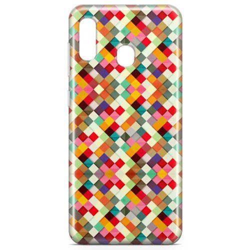 Samsung Galaxy A20 Kılıf Karo Taşlar Arka Kapak Koruma Desenli Full Koruyucu
