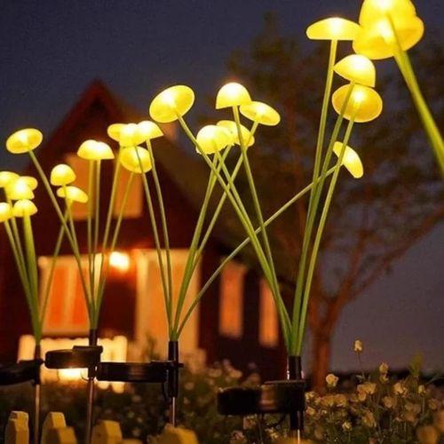 2 Adet Plastik Mantar Sensörlü Solar Bahçe Lambası