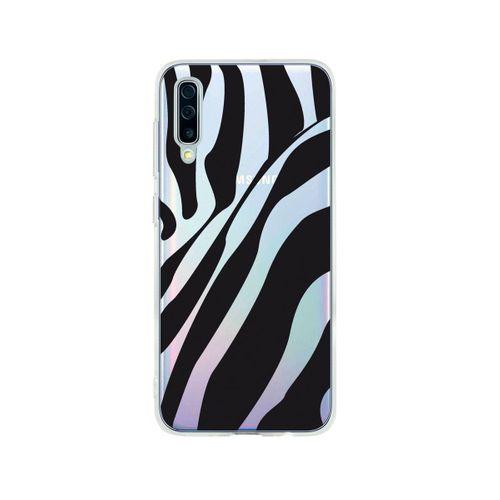Samsung A50 Zebra Desenli Premium Şeffaf Silikon Kılıf