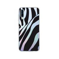 Samsung A50 Zebra Desenli Premium Şeffaf Silikon Kılıf
