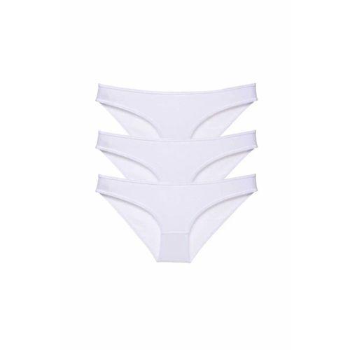 3 adet Süper Eko Set Likralı Kadın Slip Külot Beyaz