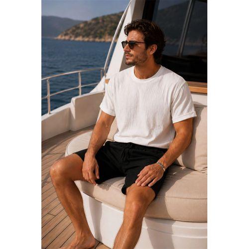 Mann Relax Fit %100 Pamuk Meridian Kumaş Basic Erkek Şort - Siyah