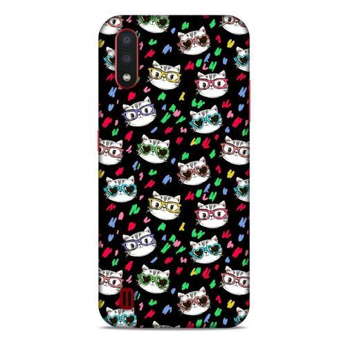 Lopard Samsung Galaxy A01 Uyumlu Kılıf Kediler (26) Tpu Silikon Kılıf Karışık Renkli