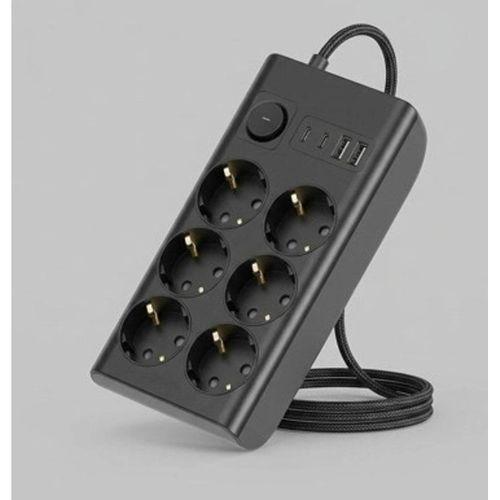 Akım Korumalı 6’lı Priz 2xusb 2xtype-c Çıkış Yüksek Gerilim Koruma Çoklu Priz Çoğaltıcı