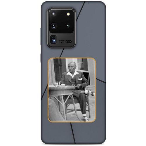 Samsung Galaxy S20 Ultra Kılıf Atatürk (31) TPU Kılıf Koyu Gri