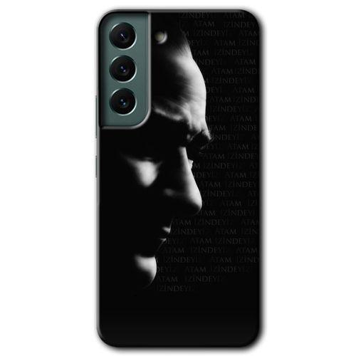 MRCİLETİSİM Samsung Galaxy S22 Plus Kılıf HD Desen Baskılı Arka Kapak + Temperli Cam - Atam İzindeyiz