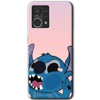Oppo Reno 7 4G Kılıf HD Desen Baskılı Arka Kapak+Temperli Cam - Stitch