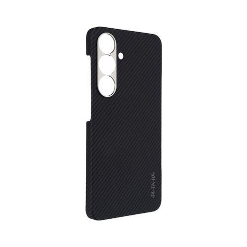 Galaxy S25 Kılıf M-safe Şarj Özellikli 600D Aramid Fiber Pitaka Ultra-Slim Classic Serisi Black-Grey Twill Kapak