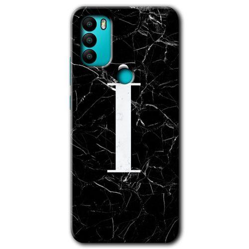 General Mobile GM 21 Plus Kılıf HD Desen Baskılı Arka Kapak - Siyah Mermer Desenli İ Harfi
