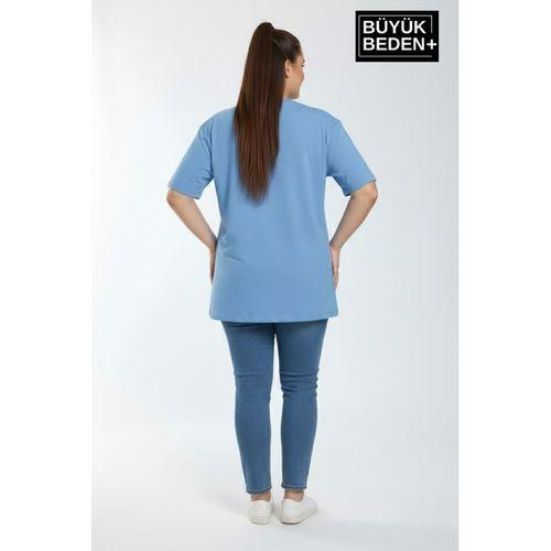 Kadın Büyük Beden El Yazılı Brooklyn Baskılı 3xl-6xl Bisiklet Yaka Tshırt SPR25BTSK510-6
