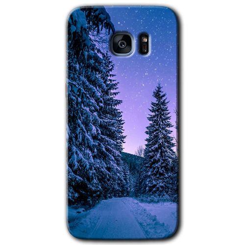 Galaxy S7 Edge Kılıf HD Desen Baskılı Arka Kapak - Kış Manzarası + Kırılmaz Cam