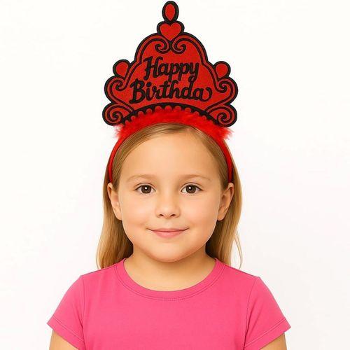 Eğitici Oyuncak Kırmızı Happy Birthday Prenses Tacı – Doğum Günü Taç Aksesuarı