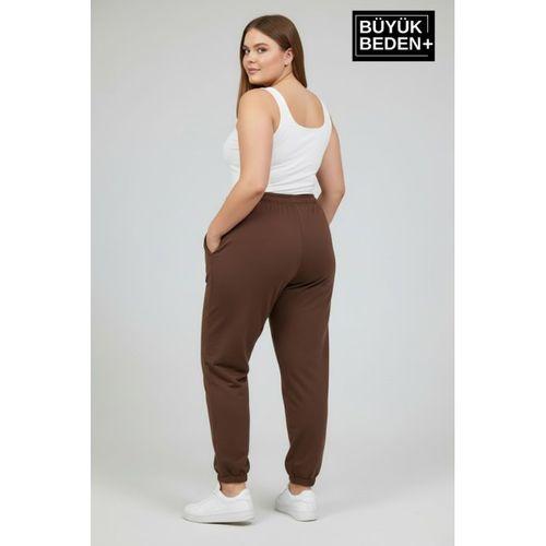 Kadın Büyük Beden Paça Lastikli İki İplik Rahat Kalıp ince Eşofman Altı SPR26BEAK951