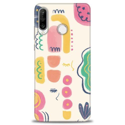 Huawei P30 Lite Kılıf HD Baskılı Kılıf - Çizim + Tam Ekran Koruyucu