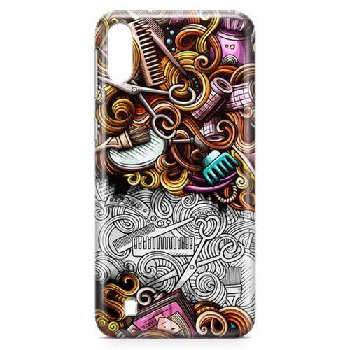 Samsung Galaxy M10 Kılıf Kuaför Malzemeleri Doodle Arka Kapak Koruma Desenli Full Koruyucu