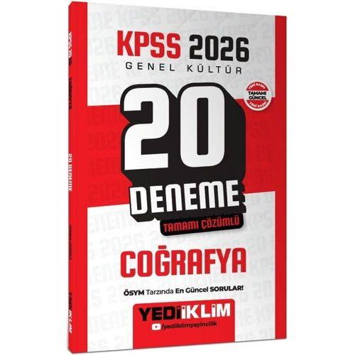 2026 KPSS Genel Kültür Coğrafya Tamamı Çözümlü 20 Deneme Yediiklim Yayınları