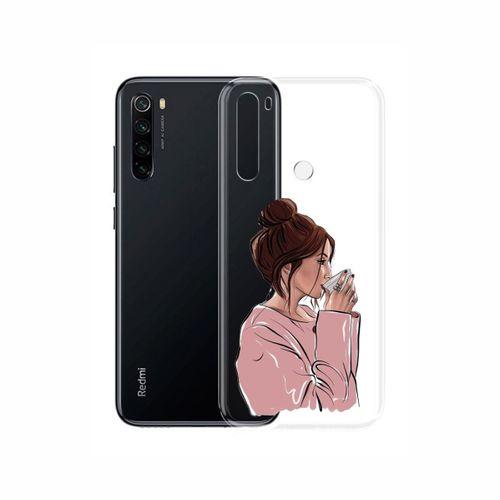 Xioami Redmi Note 8 Pembe Kazaklı Kız Şeffaf Telefon Kılıfı
