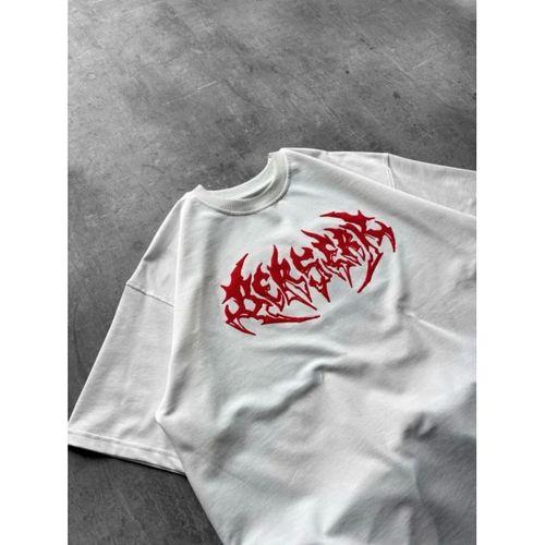 Erkek Baskılı T-Shirt Yazlık Kısa Kol Bisiklet Yaka Rahat Kalıp Tişört - Beyaz