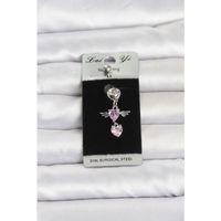 316L Cerrahi Çelik Pembe Zirkon Taşlı Kanat Model Göbek Piercing