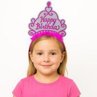Pembe Happy Birthday Prenses Tacı – Doğum Günü Taç Aksesuarı