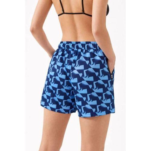 Deniz Şortu Fermuarlı Cepli File Astarlı Hızlı Kuruyan Premium - Mavi