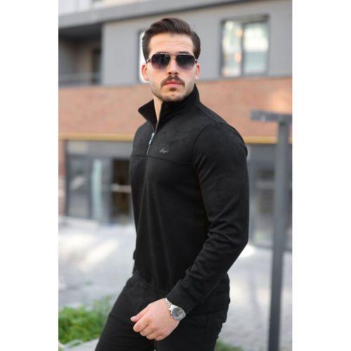 Erkek Süet Yarım Fermuar Dik Yaka Sweat
