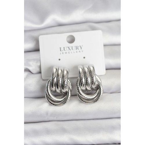 Gümüş Renk Halka Modelli Pirinç Kadın Küpe - TJ-BKP11351