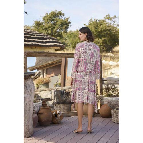 Etnik Deseni Ve Dantelli Sabahlık Takımı