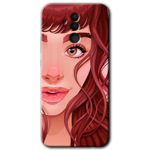 MRCİLETİSİM Huawei Mate 20 Lite Kılıf Baskılı Kapak - Kızıl Kız +Tam Kaplayan Mat Seramik