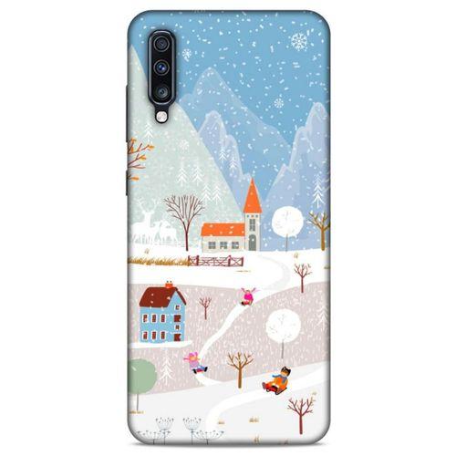 Samsung Galaxy A70 Kılıf Snowix (40) Fit Silikon Kılıf Beyaz Mavi