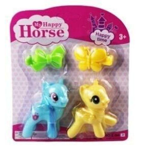 L-34-10 - PONY 2 Lİ FİGÜR SET TOKALI KARTELA MAVİ