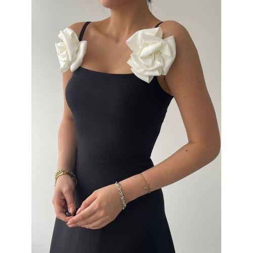 Matilda Gül İp Askılı Elbise