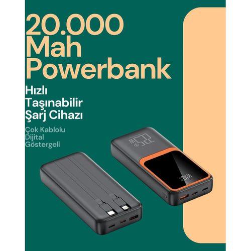 Taşınabilir Şarj Cihazı 20000 Mah | 22.5w Hızlı Şarj + Dijital Ekran + Kablo Dahil