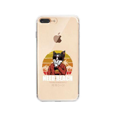 iPhone 8 Plus Need Beach Desenli Premium Şeffaf Silikon Kılıf