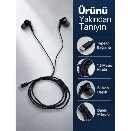 Type C Kablolu Kulak İçi Kulaklık Mikrofonlu Ve Kumandalı