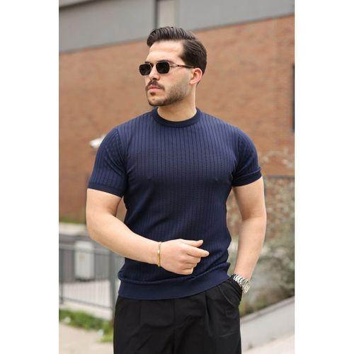 Erkek Fitilli Bisiklet Yaka Triko Tişört