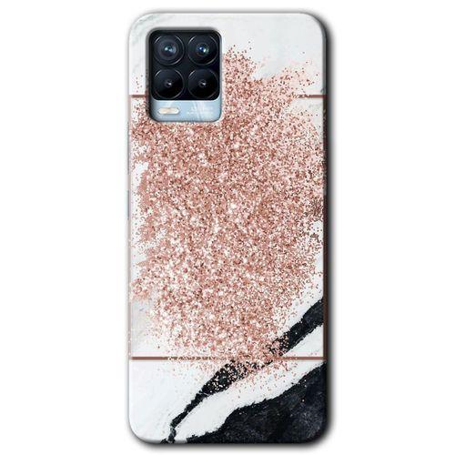 BeRa Aksesuar Realme 8 Pro Kılıf Baskılı Kapak - Simli Mermer +Tam Kaplayan Mat Seramik