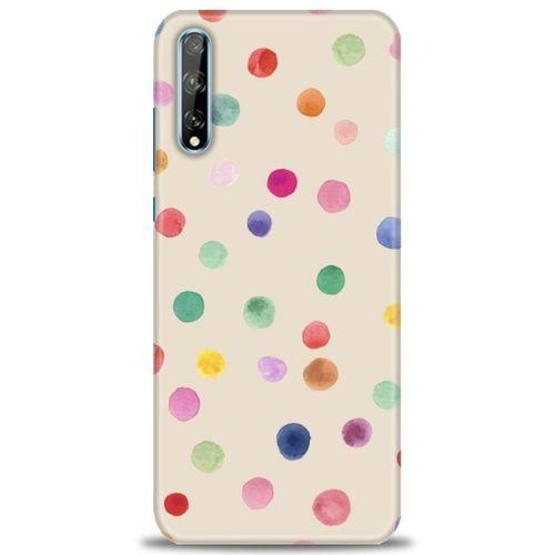 Huawei P Smart S Kılıf HD Baskılı Kılıf - Renkli Puantiye + Tam Ekran Koruyucu