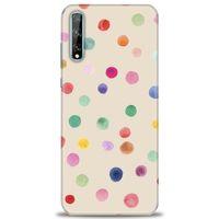 Huawei P Smart S Kılıf HD Baskılı Kılıf - Renkli Puantiye + Tam Ekran Koruyucu