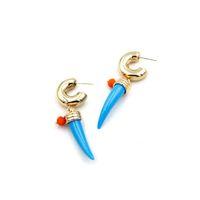 Fildişi Halka Küpe - Mavi