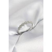 Sıralı Çiçek Model Gümüş Renk Zirkon Taşlı Kadın Yüzük