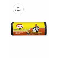 Büyük Boy Çöp Torbası 65 x 80 cm 10 Lu Rulo x 50 Paket = 500 Adet (Siyah)