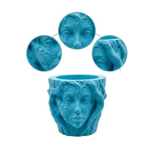 Minimalist Kadın Yüzü Heykel Tasarımlı 3d Dekoratif Saksı Vazo