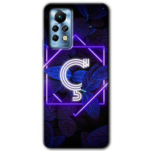 İnfinix Note 11 Pro Kılıf HD Desen Baskılı Arka Kapak - Dark Neon Yaprak Ç Harfi