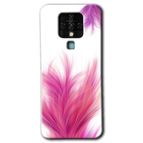 Tecno Camon 16 Kılıf HD Desen Baskılı Arka Kapak+Temperli Cam - Pembe Tüy