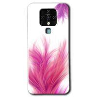 Tecno Camon 16 Kılıf HD Desen Baskılı Arka Kapak+Temperli Cam - Pembe Tüy