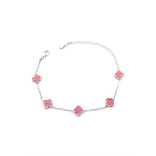 Gümüş VC Yonca Bileklik - Pembe