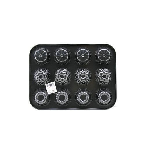 12 Gözlü Metal Muffin Kek Kalıbı - Siyah