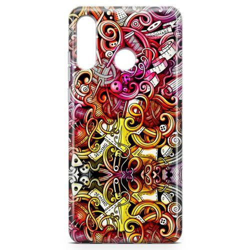 Huawei P30 Lite Kılıf Örgücü Doodle Arka Kapak Koruma Desenli Full Koruyucu